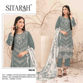 Pure Cambric Cotton with Embroidered Sequence work Suit